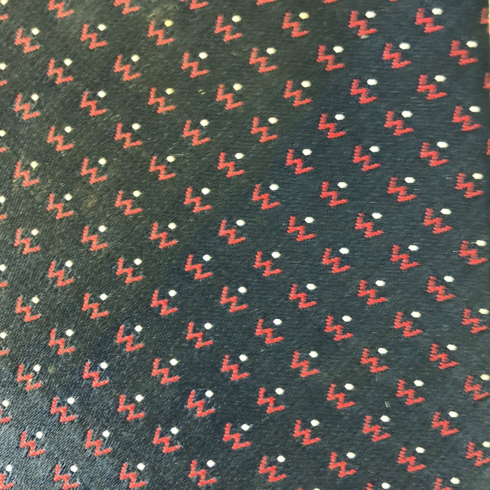 Vtg Christian Dior Navy Red Skinny Polyester Tie - Picture 6 of 8